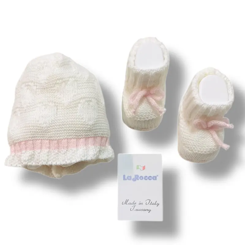Set Cappello+scarpe in Misto Lana 0/3 Mesi