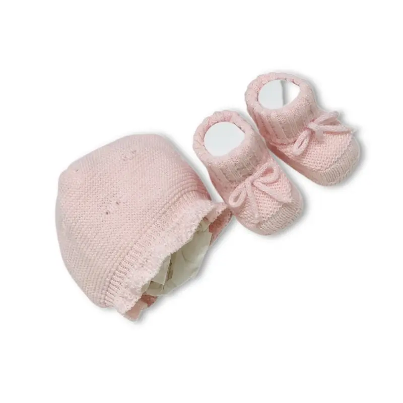 Set Cappello+scarpe in Misto Lana 0/3 Mesi