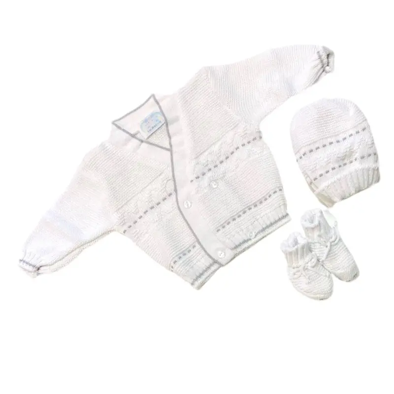 Set Golfino+Scarpette+Cappello in Cotone 0/6 Mesi