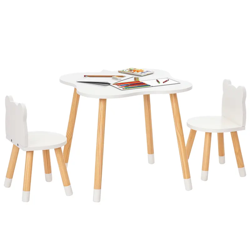 Set Tavolino e 2 Sedie per Bambini a Forma di Orsetto