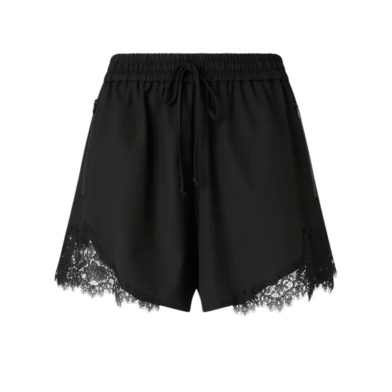 Shorts donna fluidi con inserto in pizzo