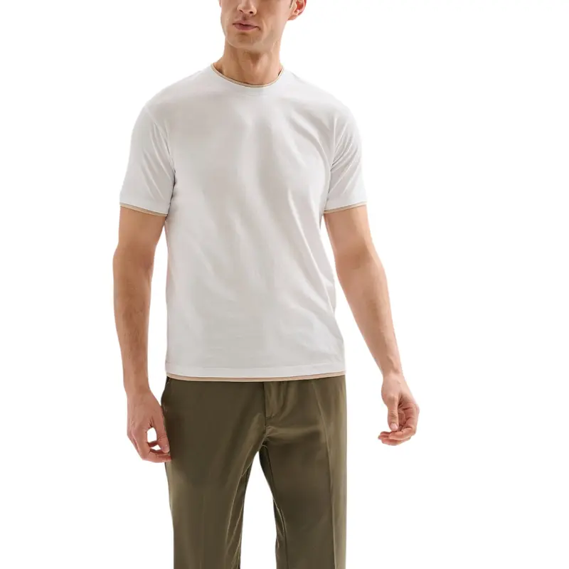 T-shirt Uomo Profili a Contrasto Bianca QB24