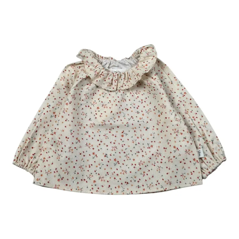 Teddy E Minou Camicia tinta unita con Stampa Fiori Beige per Neonata