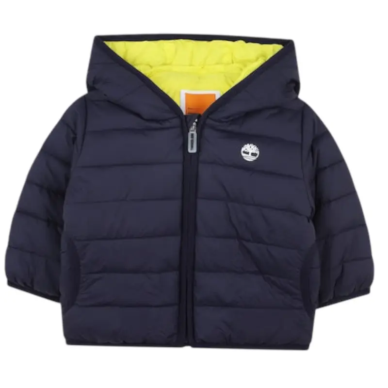 Timberland Giubbino Bicolore con Zip E Cappuccio Blu per Bambino