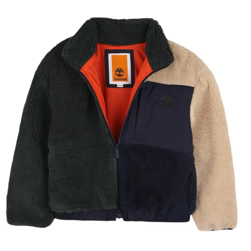 Timberland Giubbino Multicolor con Zip E Cappuccio Blu per Bambino