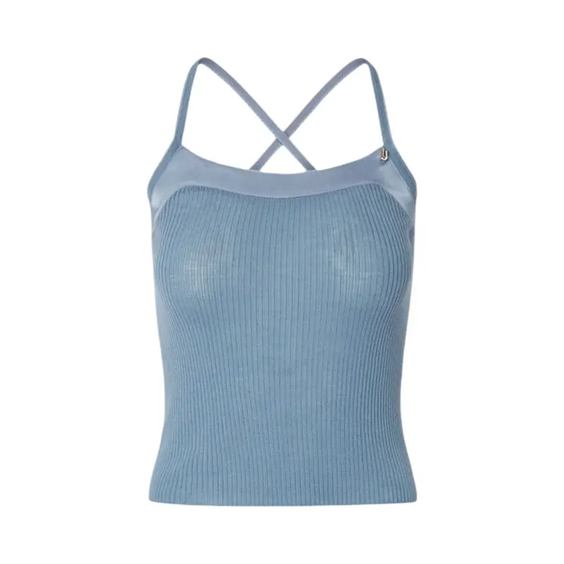 Top donna in maglia con incrocio