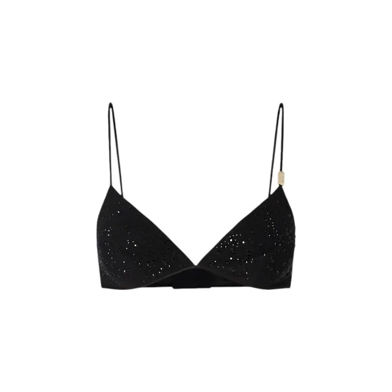 Top donna in tulle con ricami gioiello