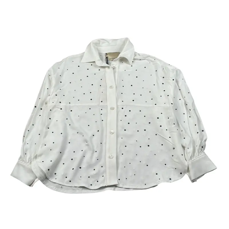 Trussardi Camicia Manica Lunga tinta unita con Brillantini Bianco per Bambina