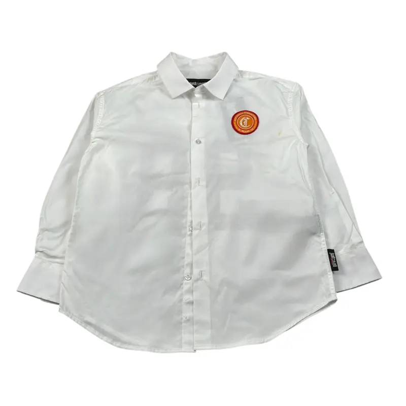 Trussardi Camicia Manica Lunga tinta unita con Logo Bianco per Bambino