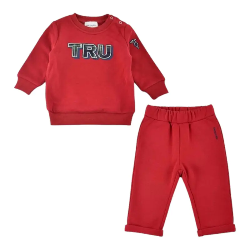 Trussardi Completo 2Pz Felpa-Pantalone Rosso per Neonato