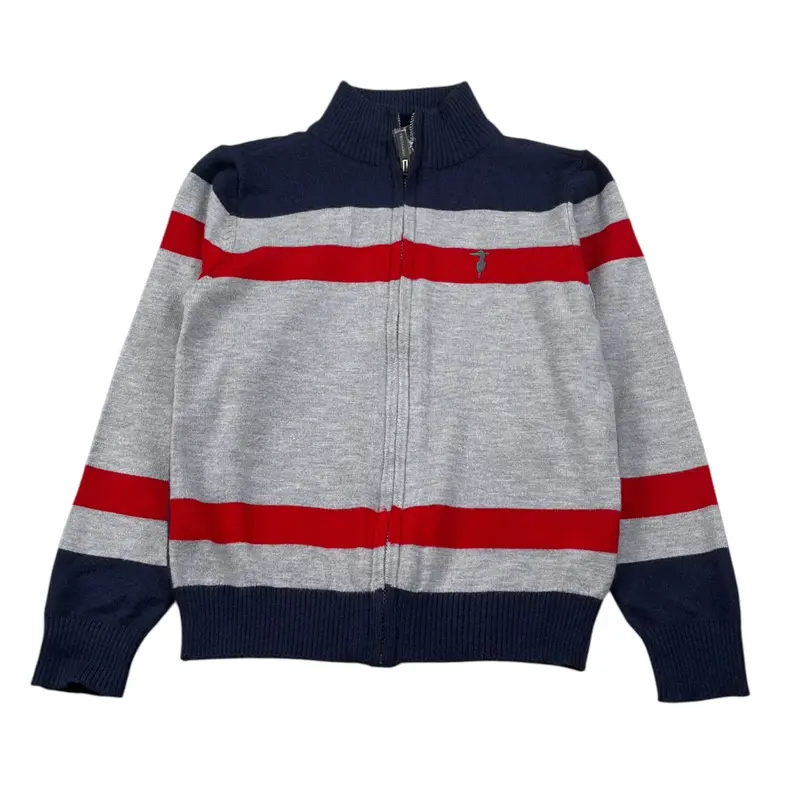 Trussardi Maglia Bicolore con Zip Blu/Grigio per Neonato