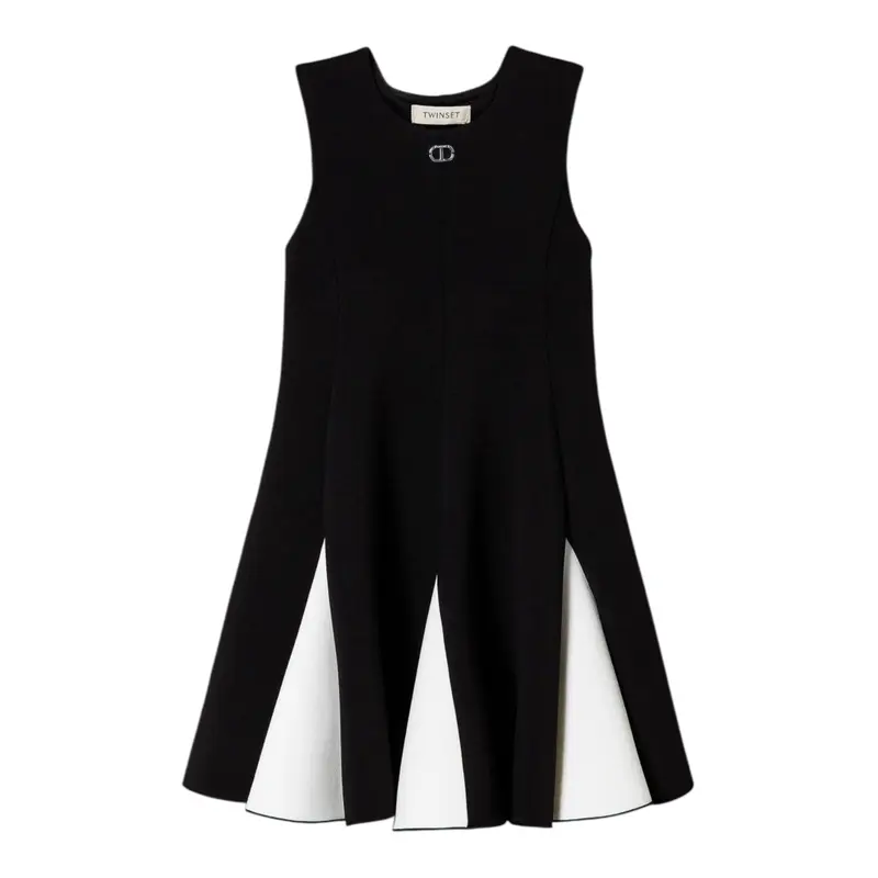 Twinset Abito Giromanica tinta unita Nero per Bambina