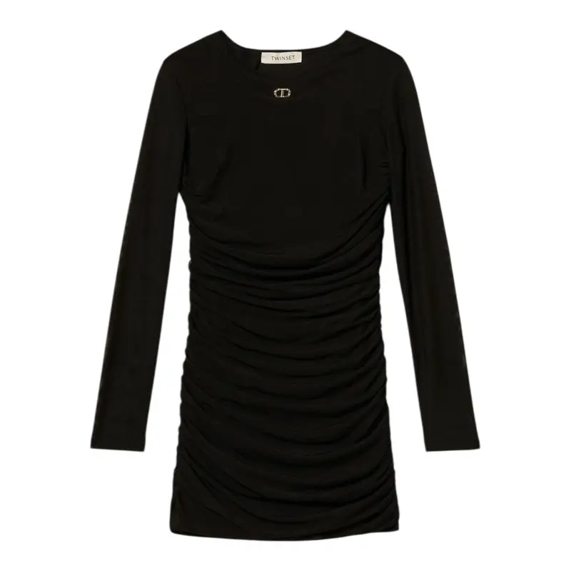 Twinset Abito Manica Lunga tinta unita Nero per Bambina