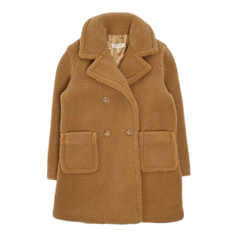 Twinset Cappotto Modello Teddy tinta unita Cammello per Bambina