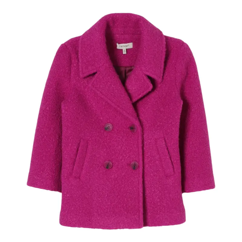 Twinset Cappotto Modello Teddy tinta unita Magenta per Bambina