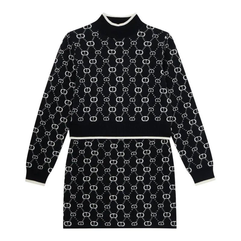 Twinset Completo 2 Pezzi Maglia-Gonna Nero per Bambina