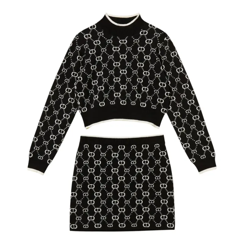 Twinset Completo 2 Pezzi Maglia-Gonna Nero per Bambina
