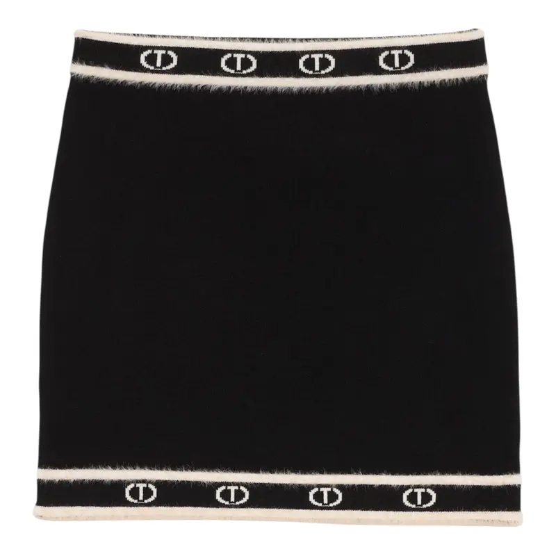 Twinset Gonna tinta unita con Loghi Nero per Bambina