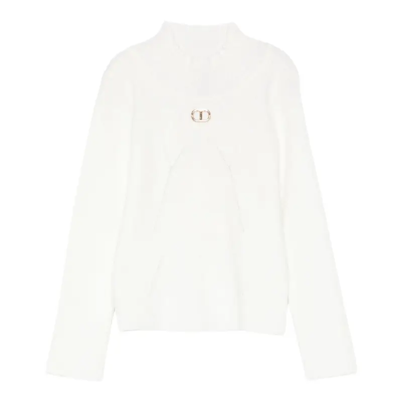 Twinset Maglia tinta unita Mezzo Collo Bianco per Neonata