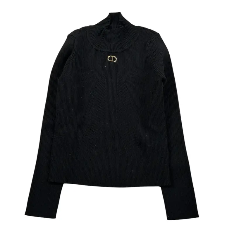 Twinset Maglia tinta unita Mezzo Collo Nero per Bambina