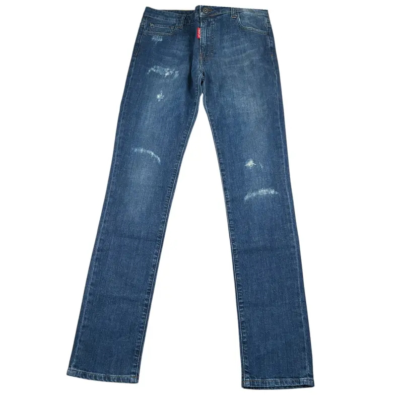 Twoplay Jeans tinta unita con Strappi Blu per Bambino