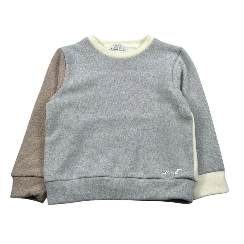 U+È Maglia Girocollo Bicolore Grigio per Bambino