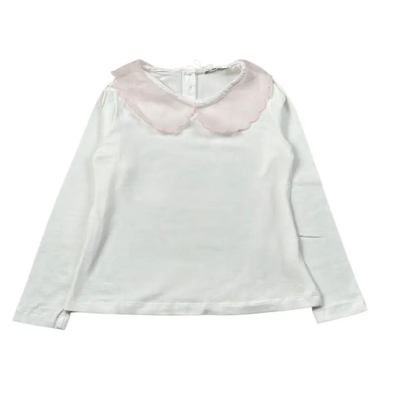 U+È Shirt tinta unita con Colletto In Contrasto Bianco per Bambina