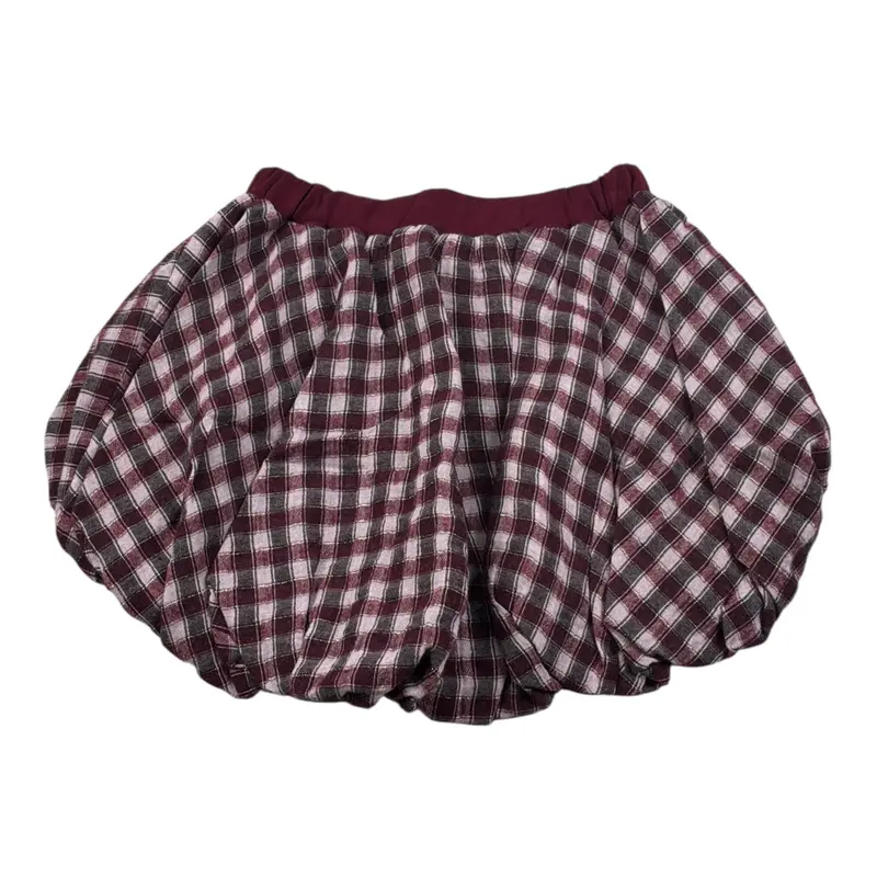 U+È Short Modello Palloncino Fantasia Quadri Bordeaux per Neonata