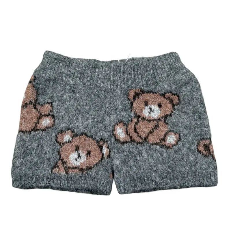 U+È Short tinta unita con Orsi Grigio per Bambina