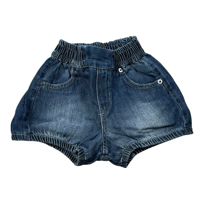 U+È Short tinta unita In Denim Blu per Bambina