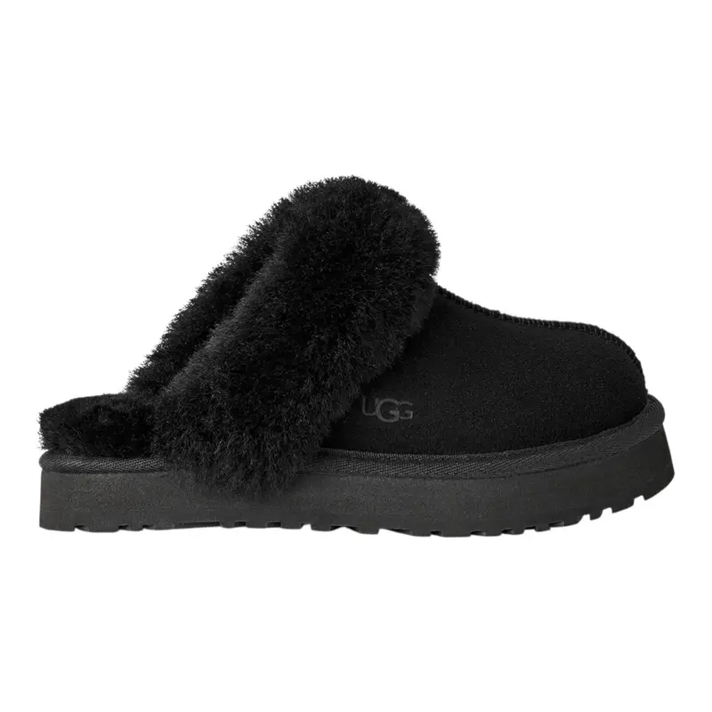 Ugg Ciabatte tinta unita con Pelliccia Nero per Bambina