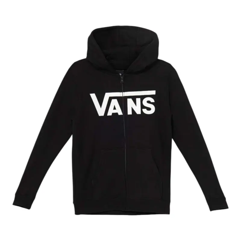 Vans Felpa tinta unita con Logo E Zip Nero per Bambino