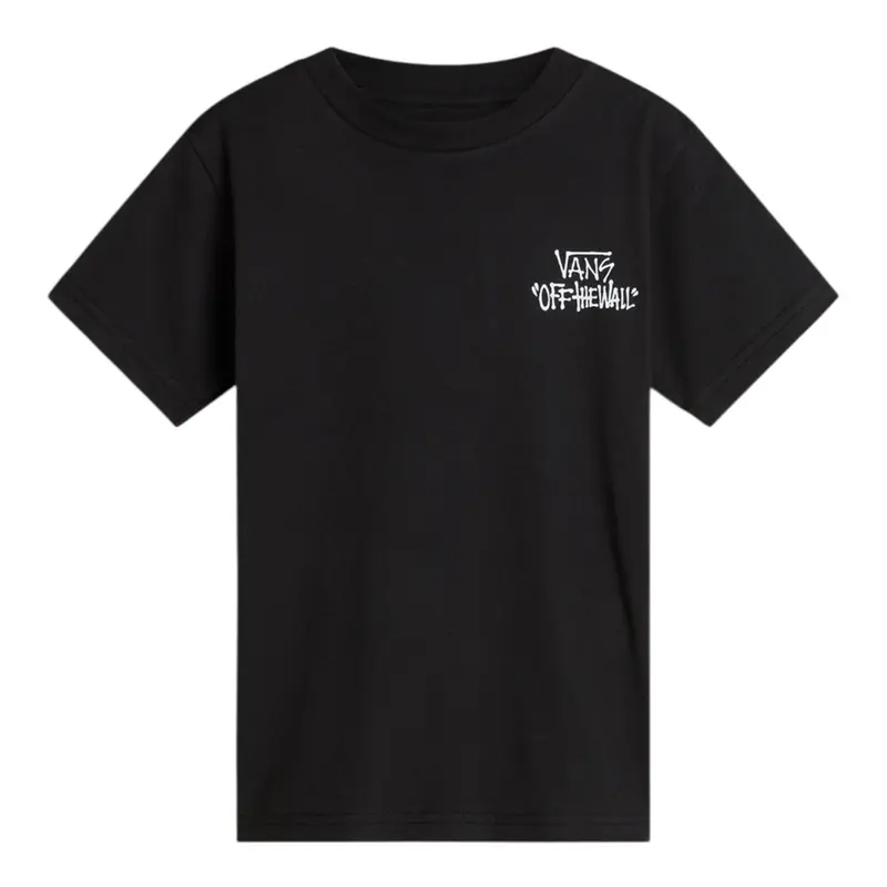 Vans T-Shirt Girocollo tinta unita con Logo Nero per Bambino