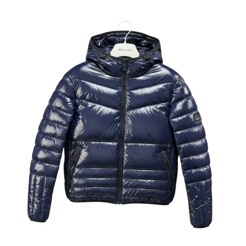 Yes Zee Giubbino tinta unita con Zip E Cappuccio Blu per Bambino