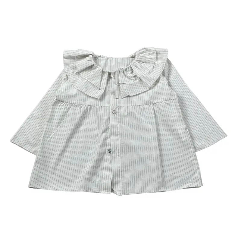 Zero Ampere Camicia Manica Lunga con Colletto Bianco per Bambina