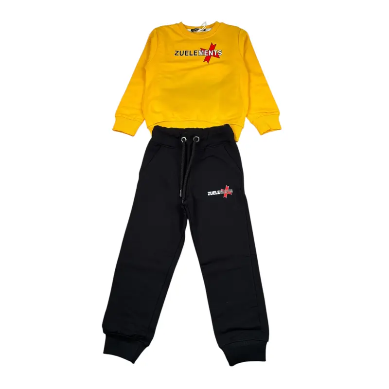 Zu+Elements Completo 2 Pezzi Felpa-Pantalone Bicolore Giallo/Nero per Bambino